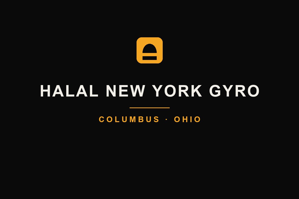 Halal New York Gyro wordmark on a dark field